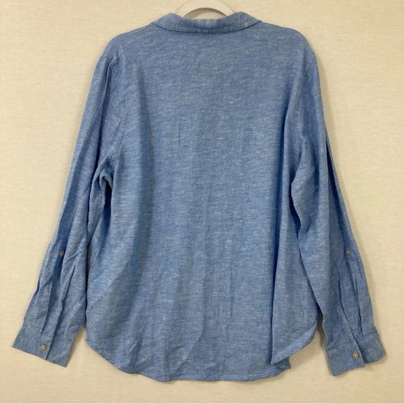 New Orvis Light Blue Linen Blend Long Sleeve Button Down size XL - Picture 10 of 11